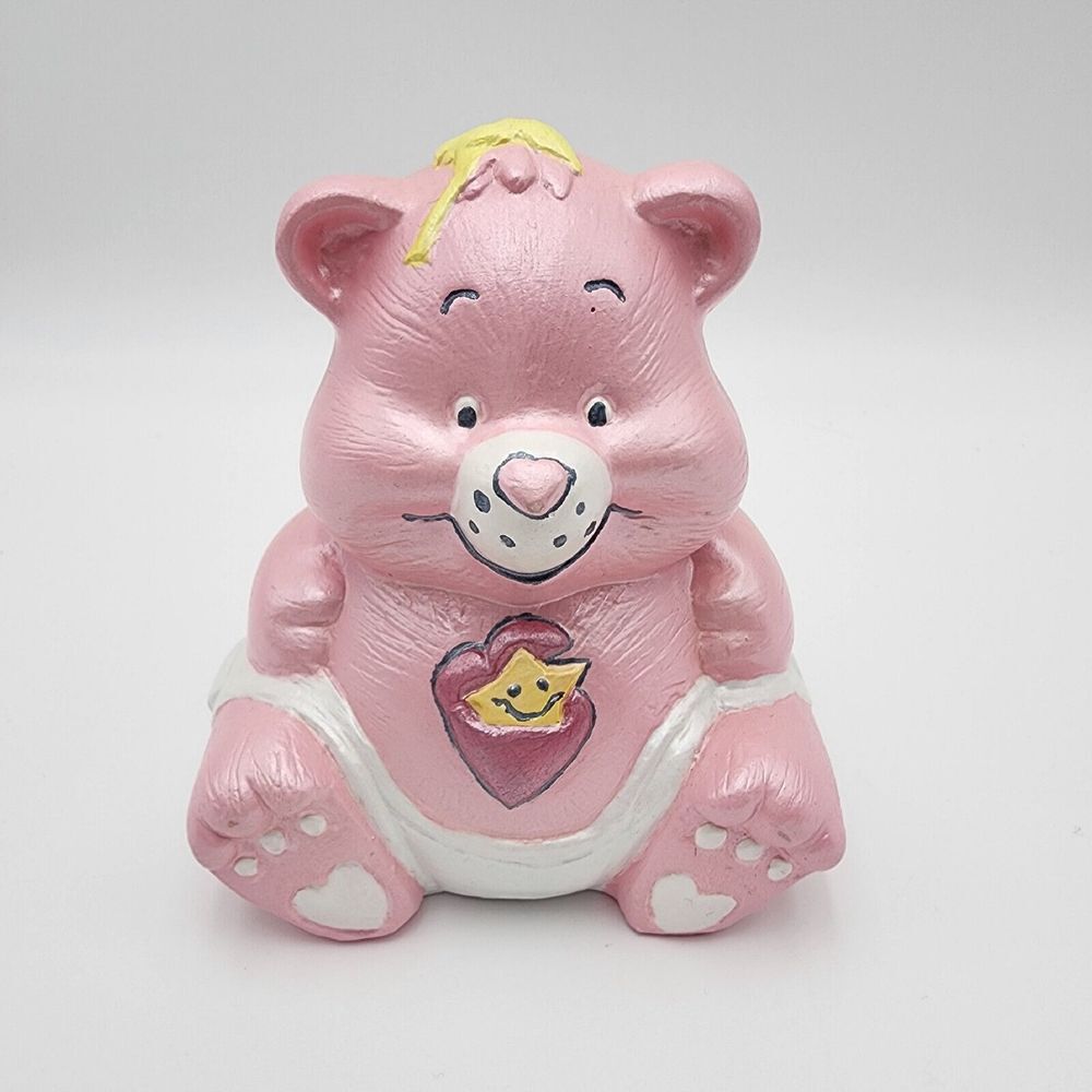 Care Bear Baby Hugs Bear Vintage Ceramic Coin Piggy Bank White‎ Pink RARE 5 In.
